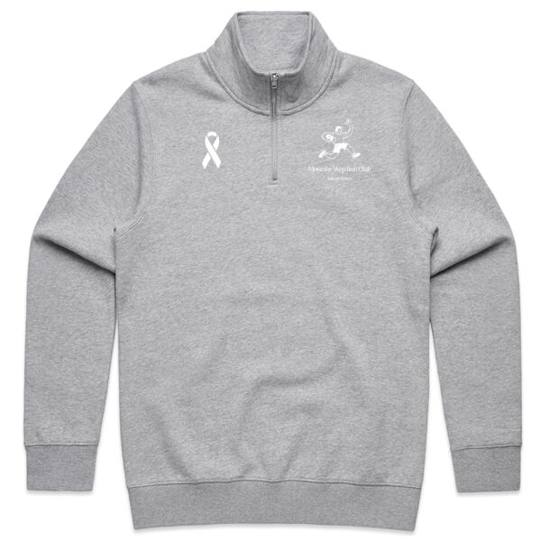 Mens Ichi-go Half Zip Crew - White Print Thumbnail